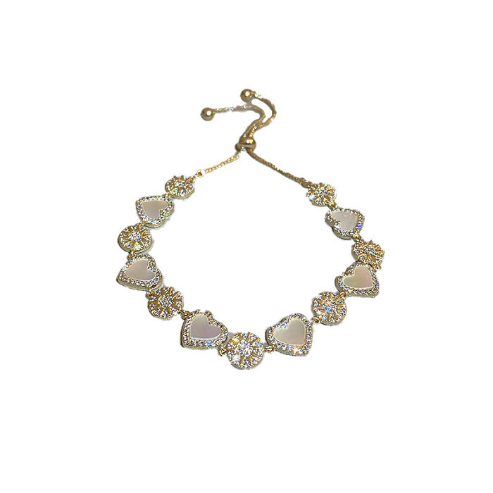Bracelets en Zircon plaqués or et cuivre, Style Simple et doux, fleur, en vrac