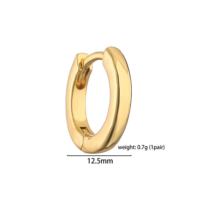 1 Pair Vintage Style Simple Style Round Solid Color Plating Copper 18K Gold Plated Hoop Earrings