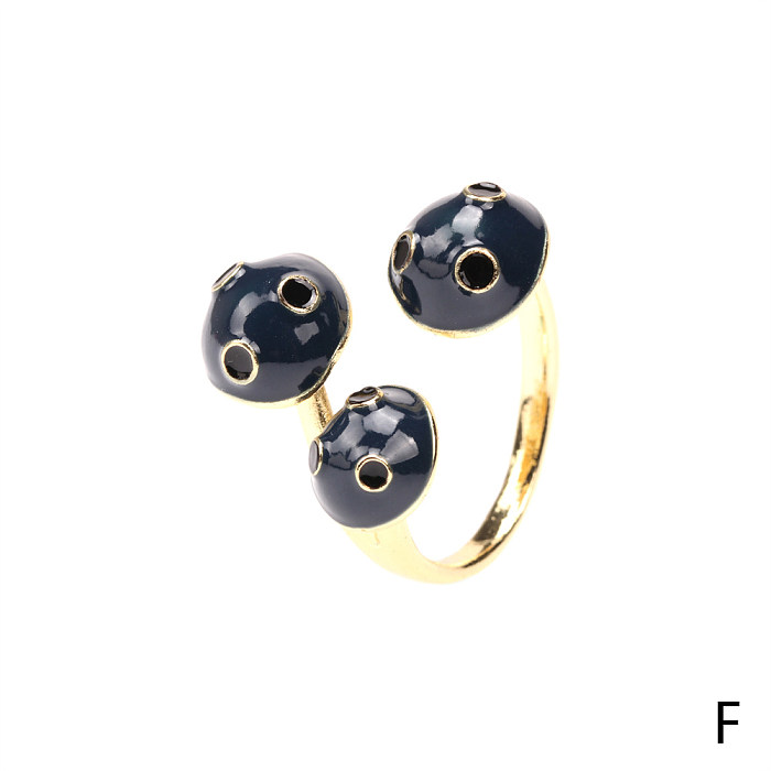 Mignon Style Simple champignon cuivre émail placage plaqué or 18K anneaux boucles d'oreilles ensemble de bijoux