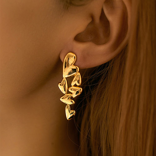 Boucles d'oreilles pendantes plaquées cuivre en forme de cœur de style IG, 1 paire
