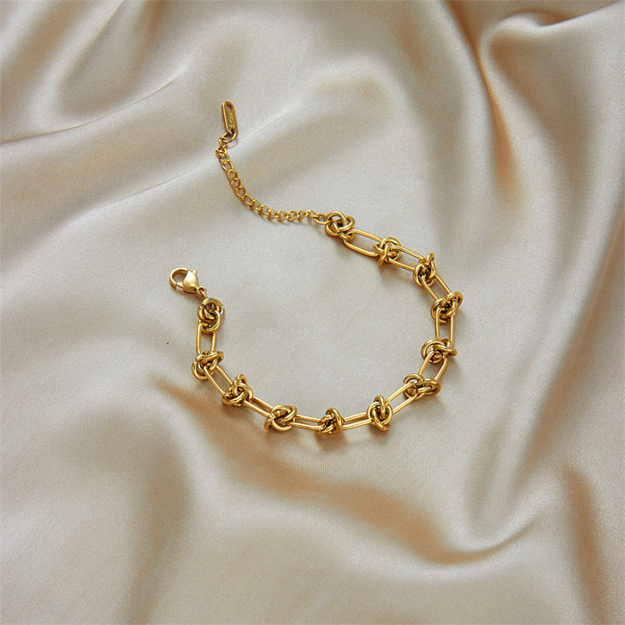 Collier de bracelets de placage en acier titane de couleur unie de style classique