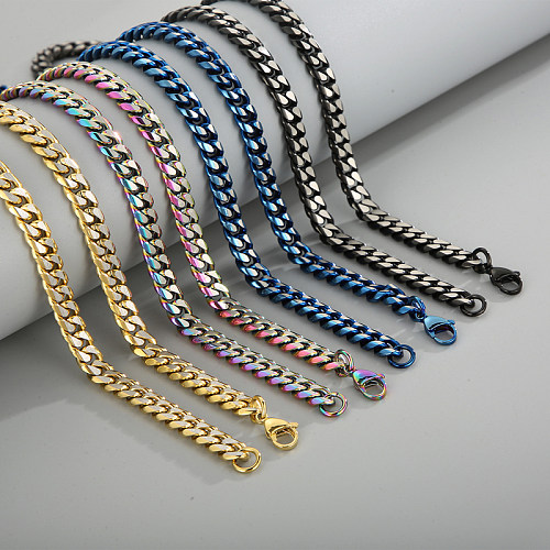 Modische, einfarbige Unisex-Armband-Halskette mit Titanstahlbeschichtung, 1 Stück