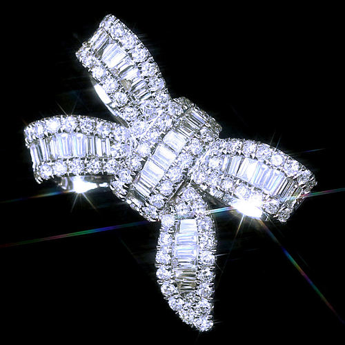 New Bow Ladder Diamond Ring Aesthetic Simulation Diamond Ring Female