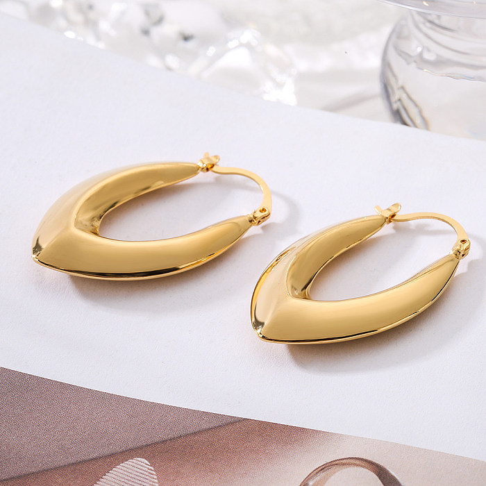 1 Pair Simple Style Round Copper Plating 18K Gold Plated Hoop Earrings