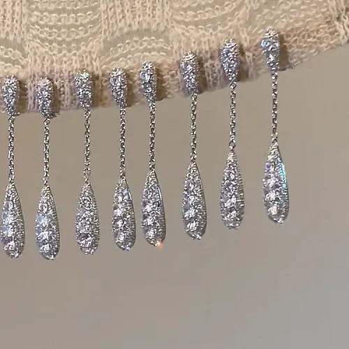 1 Pair IG Style Water Droplets Plating Inlay Copper Zircon Drop Earrings