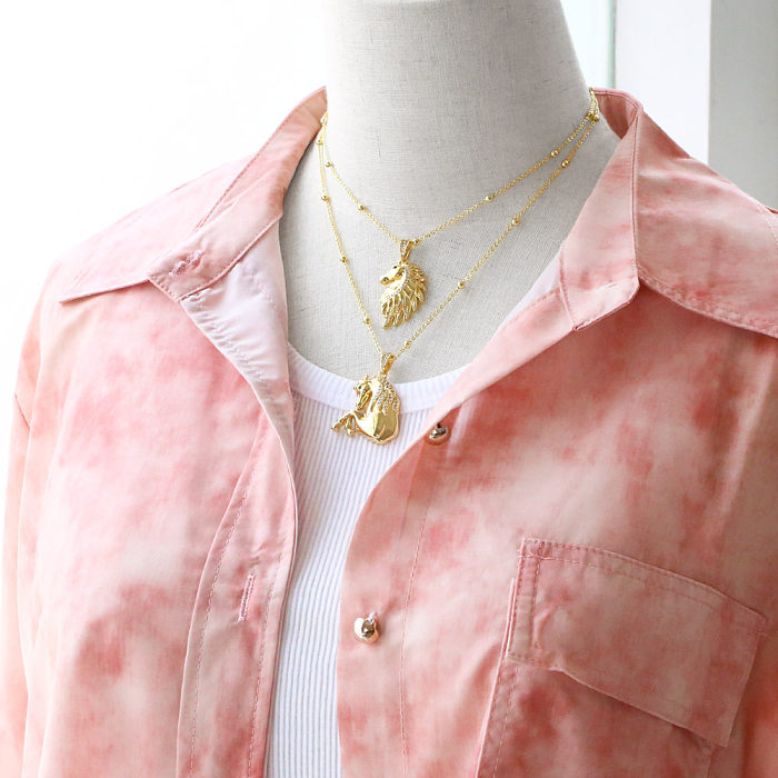 Collar pendiente del Zircon plateado oro 18K del cobre XNUMXK del caballo de IG Style a granel