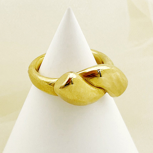 Atacado estilo retro simples comutar torção anéis banhados a ouro banhados a ouro