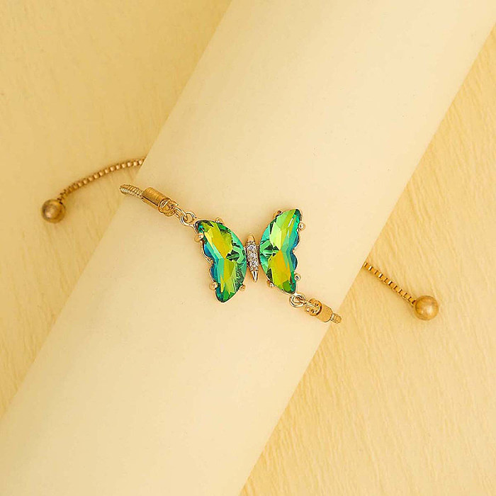 Bracelets décontractés à strass avec cordon de serrage en cuivre papillon 1 pièce