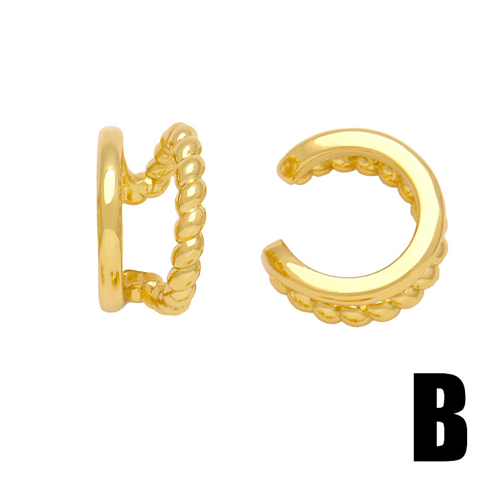 1 Pair Hip-Hop Vintage Style C Shape Irregular Plating Copper 18K Gold Plated Ear Clips