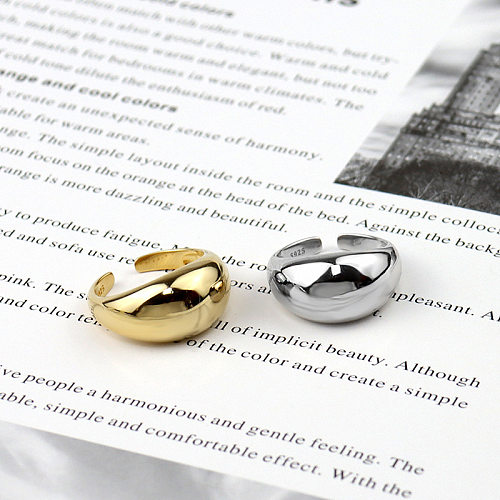 Anillo liso simple y liso, anillo de cobre con temperamento ajustable con apertura geométrica de moda creativa