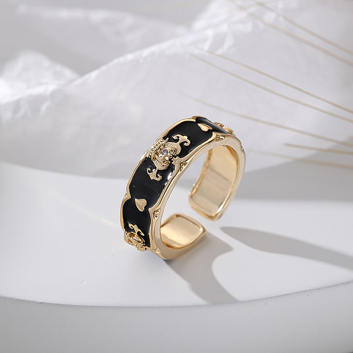 Elegante Lady Crown Kupfer-Emaille-offene Ringe