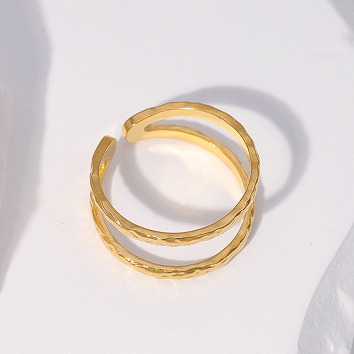 Offener Ring im einfachen Stil mit geometrischer Edelstahlbeschichtung