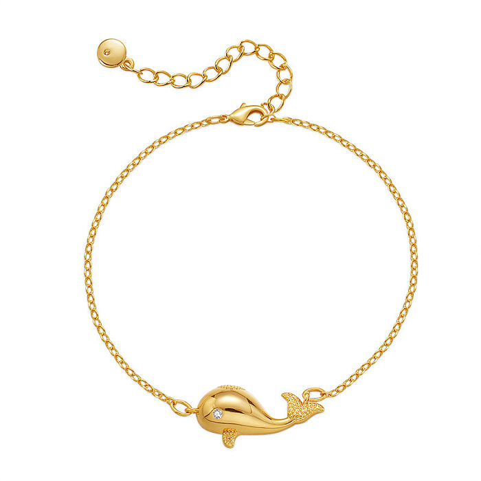 Design original golfinho cobre banhado a ouro 18K pulseiras colar tornozeleira