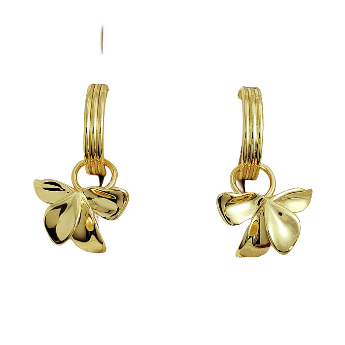 1 Pair Simple Style Flower Plating Copper Gold Plated Drop Earrings