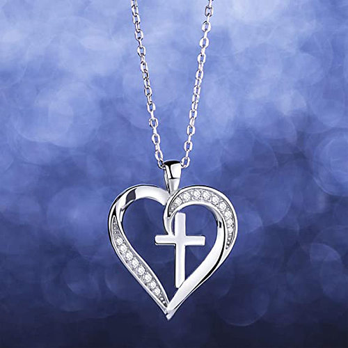 Simple Style Cross Heart Shape Copper Zircon Pendant Necklace In Bulk