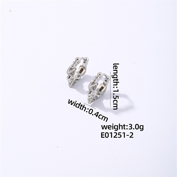 1 Pair Simple Style Shiny Geometric Round Plating Inlay Copper Zircon White Gold Plated Gold Plated Earrings