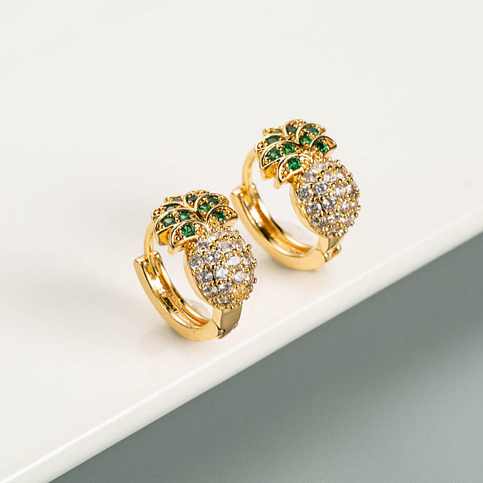 Copper Micro-inlaid Zircon Pineapple Shape Earrings