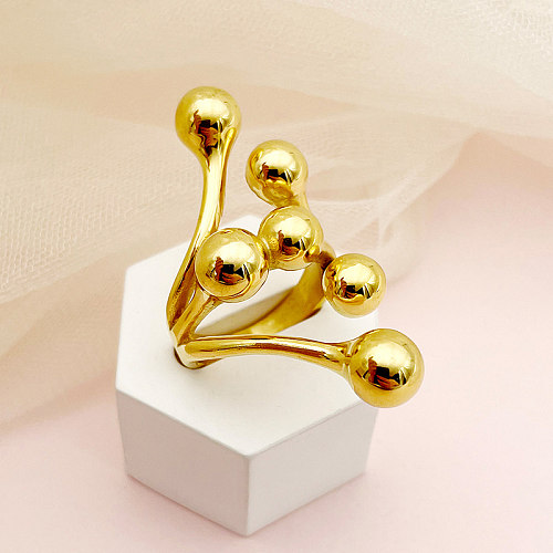 Anéis banhados a ouro irregulares de aço inoxidável estilo romano estilo simples