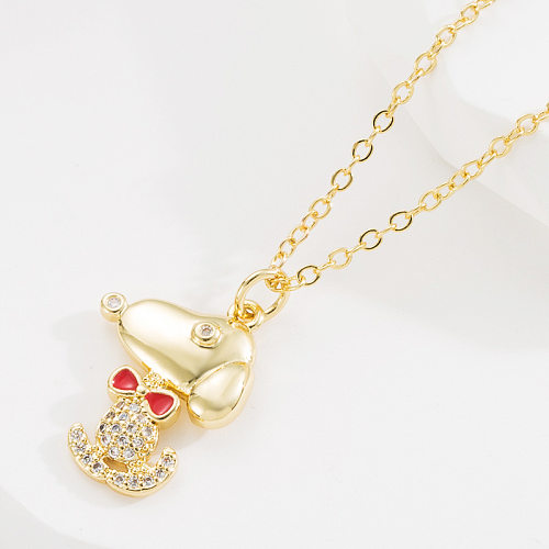 Fashion Dog Copper Zircon Pendant Necklace 1 Piece