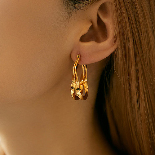 1 Paar moderne Ohrringe mit geometrischer Beschichtung aus Kupfer mit 18-Karat-Vergoldung