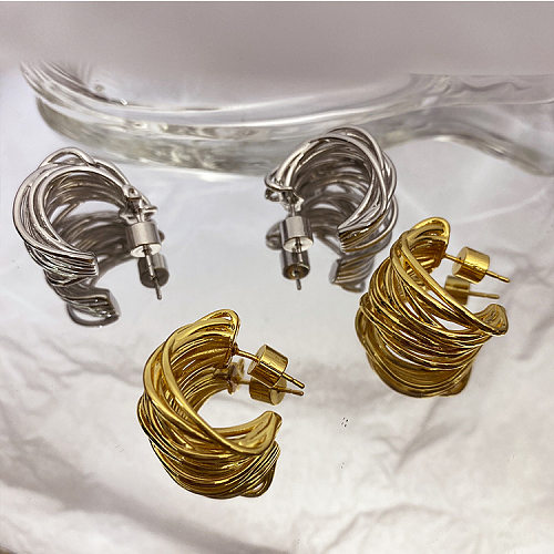 1 paire de clous d'oreilles en cuivre plaqué en forme de C de style moderne