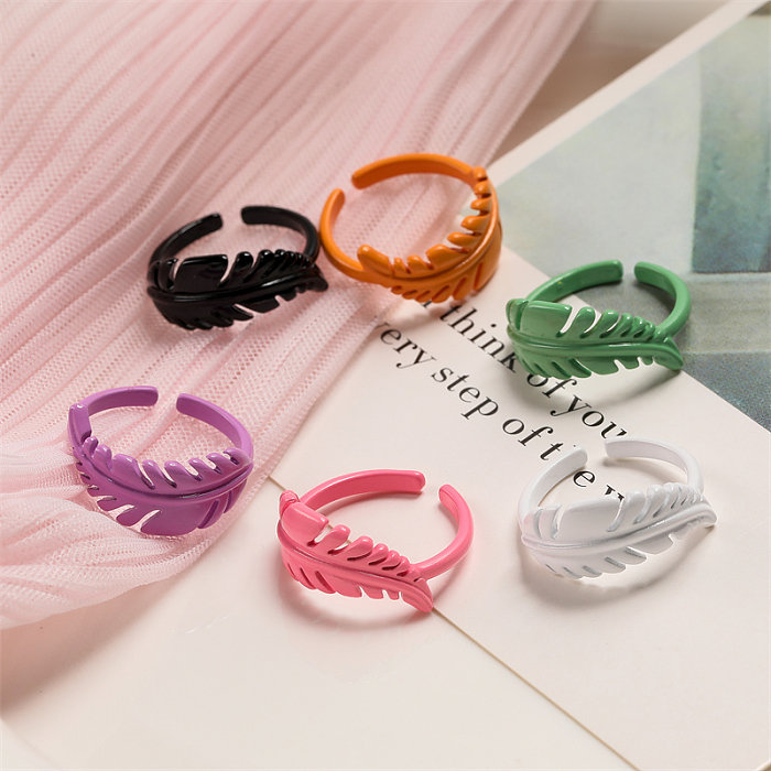 Retro Leaf Copper Stoving Varnish Plating Gold Plated Open Rings