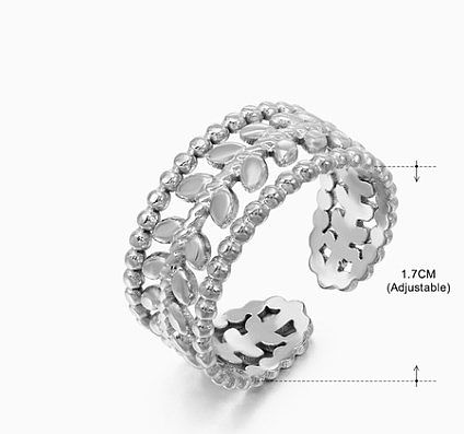 Wholesale Simple Style Leaves Stainless Steel Plating Hollow Out 18K Gold Plated Open Rings