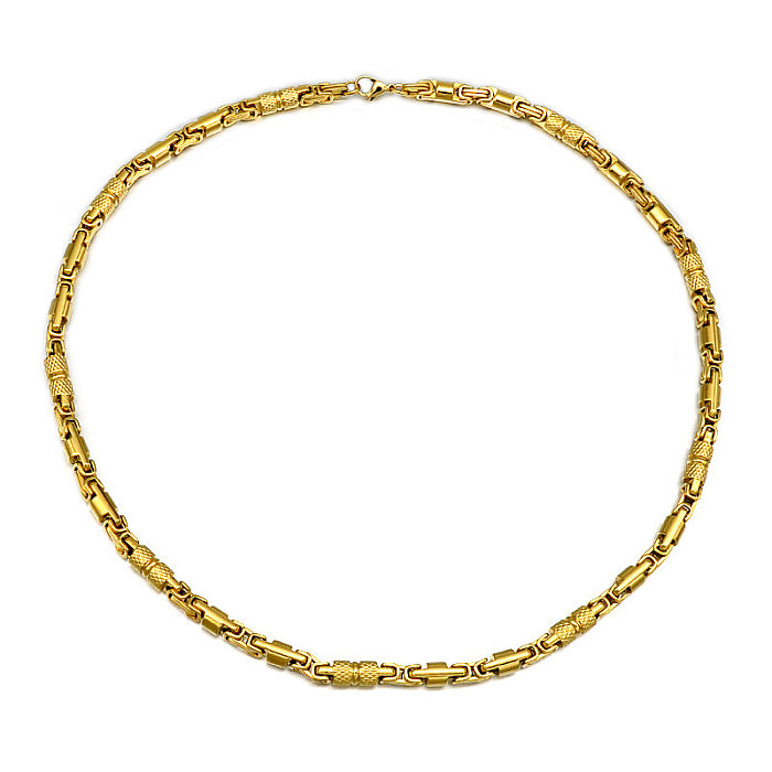 Lässige Streetwear-Armband-Halskette aus Edelstahl mit Farbblock-Design