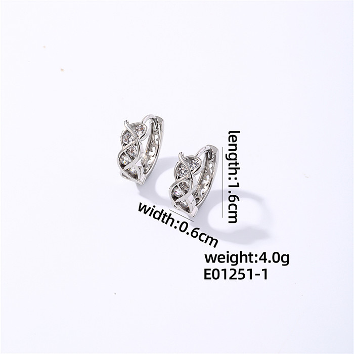1 Pair Simple Style Shiny Geometric Round Plating Inlay Copper Zircon White Gold Plated Gold Plated Earrings