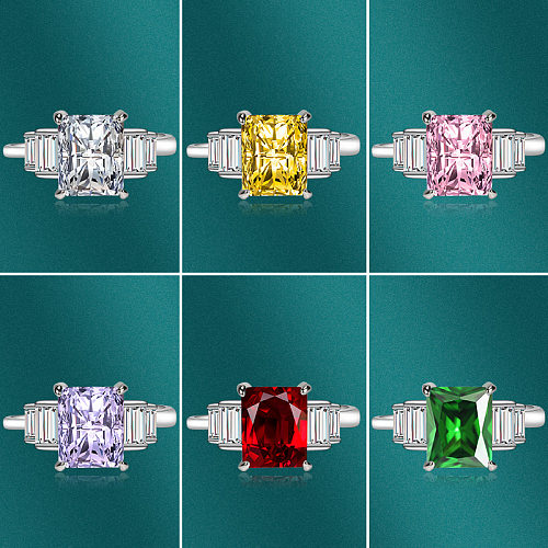 أزياء بسيطة الوردي ساحة خاتم الماس كامل حجر الراين الزركون النحاس حلقة مفتوحة