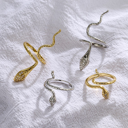 Hecheng ornamento micro-incrustado em forma de s cobra anel aberto ajustável exagerado jóias ornamento acessórios vj249