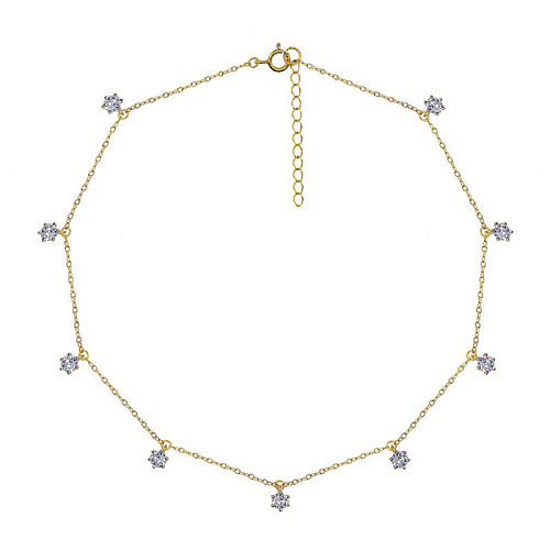 Einfache S925-Silber-Mikro-Intarsien-Zirkon-Halskette im Großhandel