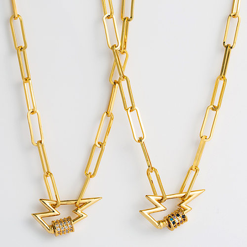 Fashion New Hip-hop Punk Lightning Pendant Necklace Personality Baku Chain Micro-set Color Necklace  jewelry Wholesale