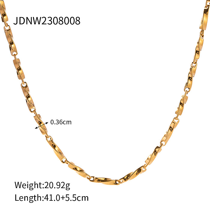 Colar de pulseiras banhado a ouro 18K com revestimento de aço inoxidável de cor sólida retrô básico