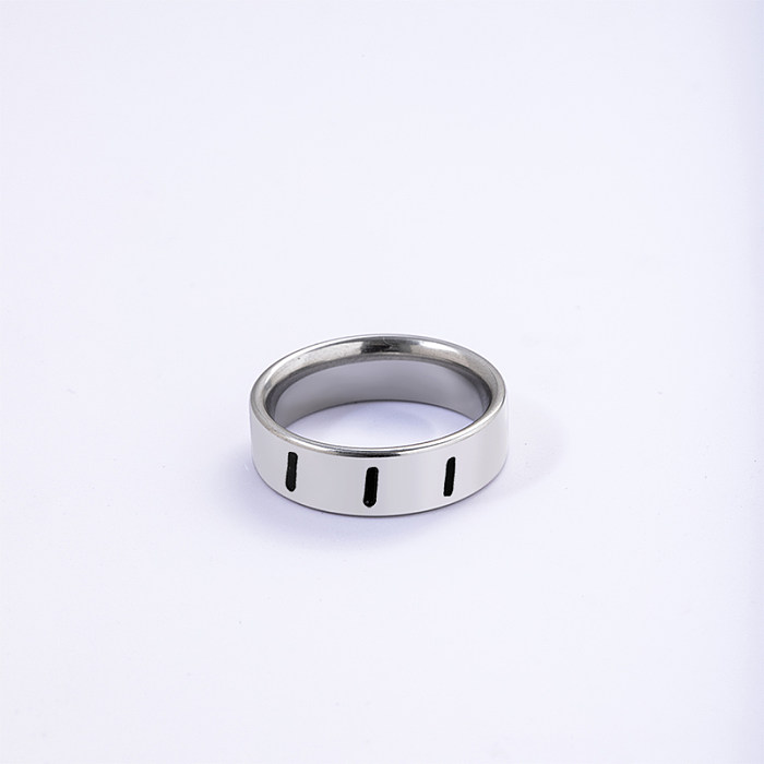 Japanese Style Simple Style Commute Number Stainless Steel Carving Wide Band Rings
