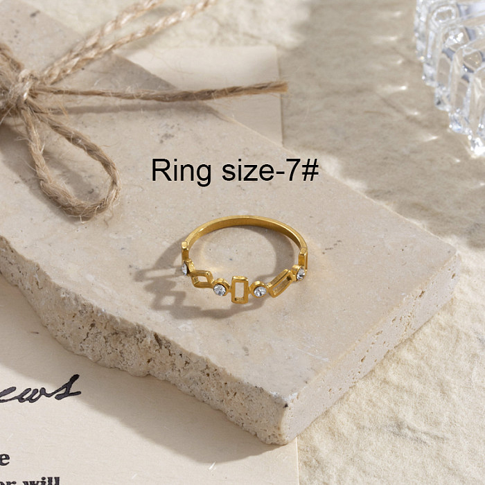 Simple Style Classic Style Infinity Stainless Steel 18K Gold Plated Rhinestones Rings In Bulk