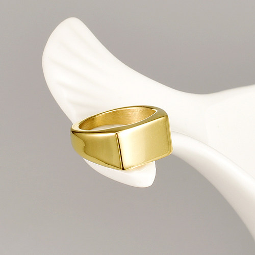 Anillos de acero de titanio geométricos de estilo simple chapados en oro sin anillos de acero inoxidable con incrustaciones