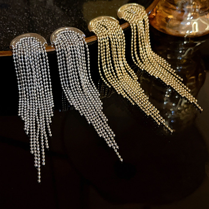 1 Pair Korean Style Tassel Copper Drop Earrings