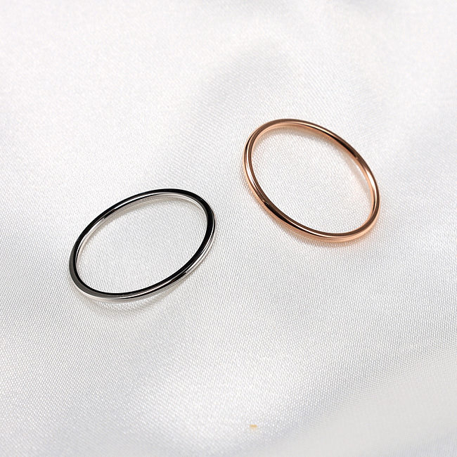 1 Piece Simple Style Solid Color Titanium Steel Polishing Plating Rings