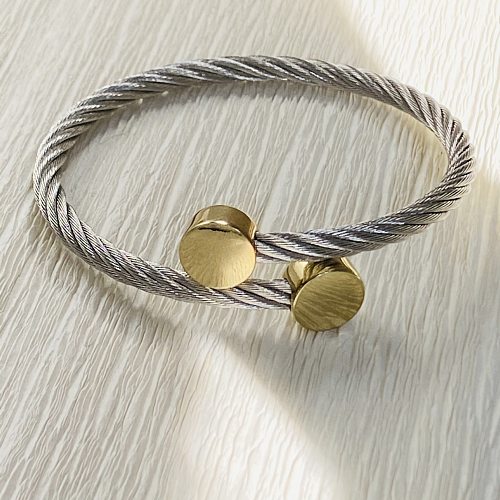 Pulseiras de anéis femininas de aço inoxidável redondo estilo simples casual