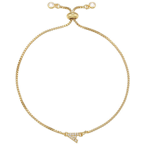 1 Piece Fashion Letter Copper Inlay Zircon Bracelets