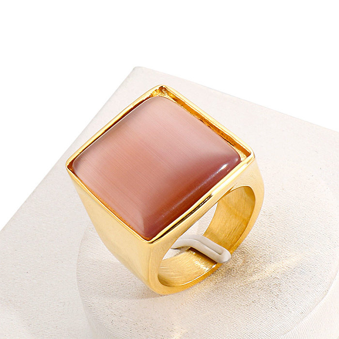 European And American Jewelry Wholesale Creative Fashion Stainless Steel Opal Square Ring Retro Ring