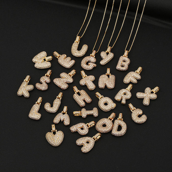 Modische englische Buchstaben-Kupfer-eingelegte Zirkon-Halskette im Großhandel