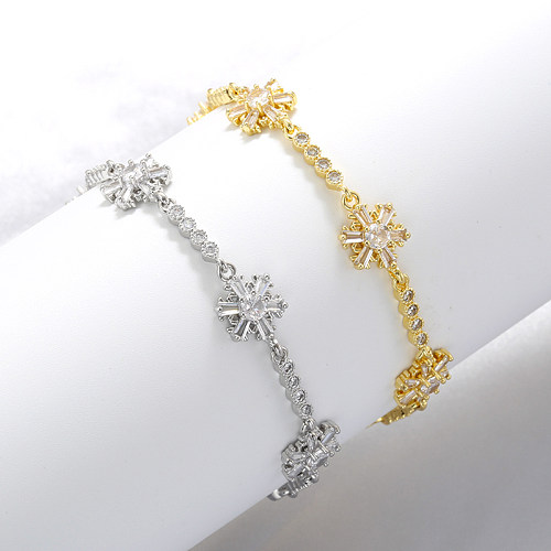 Bracelets plaqués or 18 carats avec incrustation de placage de patchwork de cuivre de fleur Glam élégante
