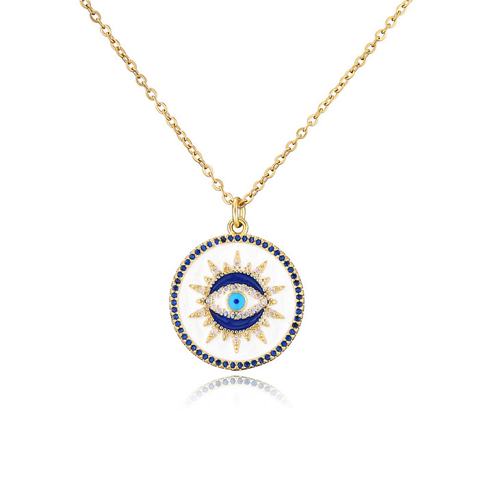 Classic Style Cool Style Eye Copper Pendant Necklace In Bulk