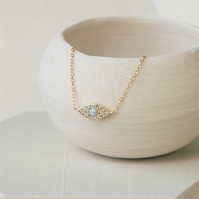 Modische Opal-Teufelsauge-Halskette, verkupferte Halskette aus 14-karätigem Gold