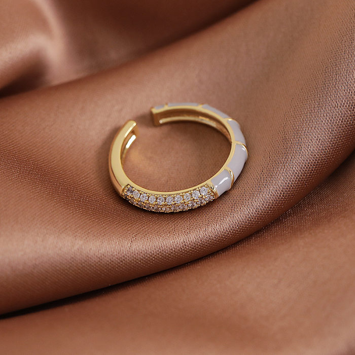 Bagues ouvertes romantiques en forme de cœur carré pour femme élégante, incrustation de placage de cuivre en Zircon plaqué or