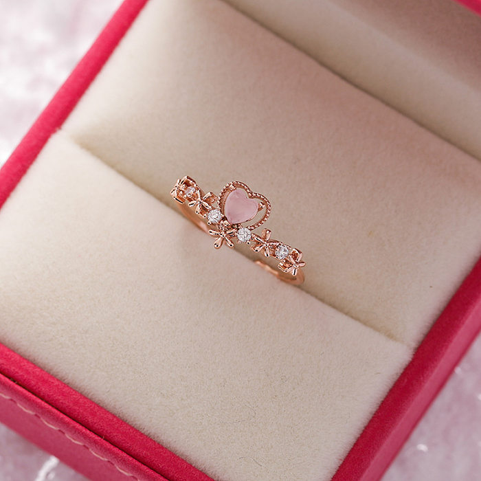 Korea Fashion Diamond Crystal Zircon Flower Ring Micro Inlaid Sweet Wild Love Flower Ring Wholesale jewelry