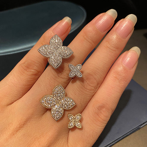 Four-leaf Flower Ring Fashion Open Adjustable Index Finger Ring  New Ring Wedding Party Ring