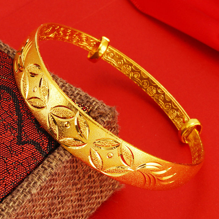 1 bracelet plaqué cuivre en forme de fleur de style simple.